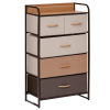 HOMCOM 5-Drawer Dresser Tower 3-Tier Storage Organizer with Steel Frame Wooden Top for Bedroom Hallway Closets