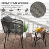 Outsunny 3 Piece Rattan Bistro Set, Patio Wicker Conversation Furniture Set with 2 Chairs, Tempered Glass Table, Cushions, Adjustable Foot Pads, for Garden, Balcony, Grey