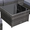 Outsunny 7Pc Rattan Garden Furniture Wicker Sofa & Coffee Table Set Patio Furniture Outdoor with Cushions Grey
