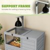 PawHut Tortoise House with Storage Cabinet, Wooden Tortoise Enclosure with Lamp Holder, Openable Top, Transparent Windows, Turtle Habitat for Indoor, Light Grey