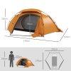 Outsunny 1-2 Man Camping Tent, Dome Tent with Removable Rainfly and Aluminium Frame, 2000mm Waterproof, Portable with Bag, for Fishing Hiking Festival, Orange
