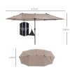 Outsunny 4.6m Large Garden Parasol Double-Sided Sun Umbrella Patio Market Canopy Shade Outdoor Tan - NO BASE
