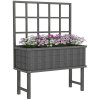 Outsunny Wooden Raised Planter with Trellis for Vine Climbing Plants, Elevated Garden Bed with Drainage Holes and Bed Liner for Vegetables, Flowers, Herbs, 105 x 45 x 140cm, Grey