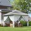 Outsunny 3.3 x 3.3m Pop Up Gazebo, Double Roof Foldable Canopy Tent with Zipped Mesh Sidewalls, Height Adjustable and Carrying Bag, Event Tent for Patio Garden, Dark Grey