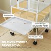 Pawhut Bird Cage, Metal Parrot Cage with Rolling Stand Wheels, Acrylic Viewing Panels, Storage Shelf, Slide-out Tray, Perches, Feeders, for Budgie, Parakeet, Canary, Finch, White, 48 x 46 x 83 cm