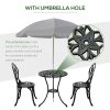 Outsunny 3 Piece Patio Bistro Set, Outdoor Aluminium Garden Table and Chairs with Umbrella Hole for Balcony, Black