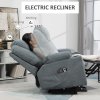 HOMCOM Riser and Recliner Chair for the Elderly, Quick Assembly, Fabric Overstuffed Lift Chair with Vibration Massage and Heat, Remote Control, Side Pockets, Cup Holders, Pocket Spring, Charcoal Grey
