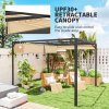 Outsunny 3 x 3(m) Garden Pergola with Retractable Roof Canopy, Aluminium Pergola Kit Gazebo with Roller Shade, UPF30+ Sun Shade Shelter for Porch, Khaki