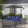 Outsunny 3x2m Cantilever Parasol with Cross Base, Banana Parasol with Crank Handle and 6 Ribs, Rectangular Hanging Patio Umbrella for Outdoor Pool, Garden, Balcony, Black