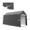Outsunny 2.1 x 3.6 (m) Garden Storage Tent, Portable Shed with Heavy Duty Galvanised Steel Frame, Ventilation Window, Roll-up Zipper Door, for Bike, Motorbike, Garden Tools, Dark Grey