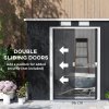 Outsunny 7 x 4ft Lean to Garden Shed with Foundation Kit, Double Door and Vents, Outdoor Metal Storage Shed for Equipment Tools, Dark Grey
