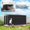 Outsunny 11.3 x 9.2ft Lean to Metal Garden Shed, Outdoor Galvanised Tool Storage House with Double Sliding Doors and 2 Air Vents, Black