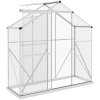 Outsunny 6 x 2.5ft Polycarbonate Greenhouse, Walk-In Green House with Sliding Door, 5-Level Roof Vent, Rain Gutter, Garden Plants Grow House with Aluminium Frame and Foundation, Silver