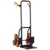 DURHAND Steel Folding Hand Truck, Heavy Duty Foldable Trolley on Wheels, Multi-Purpose Sack Truck Moving Trolley, 120kg, Orange