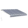 Outsunny 3m x 2.5m Garden Patio Manual Awning Canopy Sun Shade Shelter with Winding Handle Retractable Blue and White