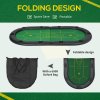 SPORTNOW Foldable Poker Mat for 10 Players, Oval Poker Table Top with Cup Holders, Portable Poker Table Cloth with Carrying Bag, 180 x 90cm - Green