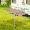 Outsunny 4ft Aluminium Picnic Table with Side Desktop Adjustable Outdoor BBQ Party Portable Folding Lightweight