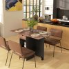 HOMCOM Folding Dining Table, Drop Leaf Table for Small Spaces, Foldable Table with Drawer and Storage Shelves for Kitchen, Dining Room, Rustic Brown