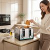 HOMCOM 4 Slice Toaster with 7 Browning Levels, Reheat, Defrost and Cancel Functions, Self-Centring Slots, Auto Shut-Off, Removable Crumb Tray, 1860W, Black