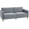 HOMCOM 3 Seater Velvet Sofa Bed, 189cm Click Clack Sofa Bed, Button Tufted Sleeper Couch with Split Reclining Backrest and Rubber Wood Legs