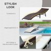 Outsunny Folding Rattan Sun Lounger, Wicker Garden Lounger with Cushion and Pillow, Outdoor Sunbed with Steel Frame for Patio, Beach, Terrace, Cream White
