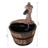 Outsunny Barrel Patio Water Fountain Wood Garden Decorative Ornament Water Feature w/ Electric Pump