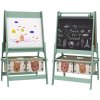 AIYAPLAY Kids Easel with Paper Roll, 3 in 1 Art Easel for Children, with Blackboard, Whiteboard, Storage Baskets, Green