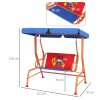 Outsunny 2 Seat Kids Swing Chair with Adjustable Canopy, Cowboy Themed Double Kids Garden Swing Bench with Safety Belts for Patio Park Porch, for Ages 3-6 Years - Red and Blue