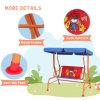 Outsunny 2 Seat Kids Swing Chair with Adjustable Canopy, Cowboy Themed Double Kids Garden Swing Bench with Safety Belts for Patio Park Porch, for Ages 3-6 Years - Red and Blue