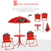 Outsunny Kids Outdoor Table and Garden Furniutre, Ladybird Pattern with Removable, Height Adjustable Umbrella, Red