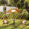 Outsunny Kids Bistro Table and Chair Set, Outdoor Folding Garden Furniture w/Monkey Design, Removable, Adjustable Sun Umbrella, Ages 3-6 Years - Brown