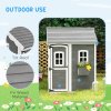 Outsunny Wooden Playhouse for Kids Outdoor Wendy House Indoor with Doors, windows, Plant Box, Floors, for 3-8 Years, for Garden, Lawn, Patio - Grey