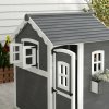 Outsunny Wooden Playhouse for Kids Outdoor Wendy House Indoor with Doors, windows, Plant Box, Floors, for 3-8 Years, for Garden, Lawn, Patio - Grey