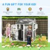 Outsunny Wooden Playhouse for Kids Outdoor Wendy House Indoor with Doors, windows, Plant Box, Floors, for 3-8 Years, for Garden, Lawn, Patio - Grey