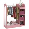 AIYAPLAY Kids Clothes Rail, Kids Dress Up Rail with Storage Shelf, Boxes, Mirror, Kids Wardrobe for Bedroom, Kids Room, Nursery, Pink