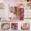 AIYAPLAY Kids Clothes Rail, Kids Dress Up Rail with Storage Shelf, Boxes, Mirror, Kids Wardrobe for Bedroom, Kids Room, Nursery, Pink