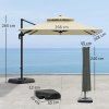 Outsunny 2.7 x 2.7(m) Cantilever Parasol with Aluminium Frame, Crank and Tilt, 360-Degree Rotation, Double Top Garden Umbrella with Base and Cover, Khaki