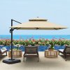 Outsunny 2.7 x 2.7(m) Cantilever Parasol with Aluminium Frame, Crank and Tilt, 360-Degree Rotation, Double Top Garden Umbrella with Base and Cover, Khaki