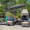 Outsunny 3(m) Garden Banana Parasol Cantilever Umbrella with Crank Handle, Cross Base, Weights and Cover for Outdoor, Hanging Sun Shade, Black