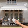 Outsunny 3.5 x 3(m) Electric Awning with Remote Controller, Aluminium Frame DIY Retractable Awning, UPF30+ Sun Shade Canopy for Garden Patio Deck Door Window, Beige