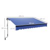 Outsunny 3 x 2.5m Electric Awning with LED Light and Remote Controller, Aluminium Frame DIY Retractable Awning, UV50+ Sun Shade Canopy for Garden Patio Deck Door Window, Blue