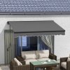 Outsunny 3 x 2m Electric Awning with Remote Controller, Aluminium Frame Retractable Awning, Half Cassette Sun Canopies for Patio Deck Door Window, Dark Grey
