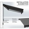 Outsunny 3 x 2m Electric Awning with Remote Controller, Aluminium Frame Retractable Awning, Half Cassette Sun Canopies for Patio Deck Door Window, Dark Grey