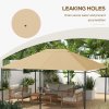 Outsunny 3 x 4m Gazebo Canopy Replacement Covers, Garden Gazebo Roof Replacement with Vents and Drain Holes, TOP COVER ONLY