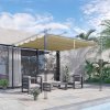 Outsunny Retractable Pergola Shade Cover, Replacement Canopy Fabric for 4 x 3 (m) Pergola, Gazebo Retractable Roof, Beige