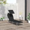 Outsunny Outdoor Foldable Sun Lounger, 4 Level Adjustable Backrest Reclining Sun Lounger Chair with Angle Adjust Sun Shade Awning for Beach, Garden, Patio, Black