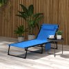 Outsunny Foldable Sun Lounger Set with 5-level Reclining Back, Outdoor Tanning Chairs Sun Loungers with Build-in Padded Seat, Side Pocket, Headrest for Beach, Patio, Blue