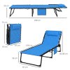 Outsunny Foldable Sun Lounger Set with 5-level Reclining Back, Outdoor Tanning Chairs Sun Loungers with Build-in Padded Seat, Side Pocket, Headrest for Beach, Patio, Blue