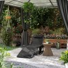 Outsunny Folding Sun Lounger with Side Table, 5-Level Adjustable Reclining Sun Lounger Chair, Portable Garden Recliner Sunbed with Side Pocket, Head Pillow for Patio, Beach, Black