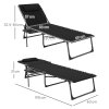 Outsunny Folding Sun Lounger with Side Table, 5-Level Adjustable Reclining Sun Lounger Chair, Portable Garden Recliner Sunbed with Side Pocket, Head Pillow for Patio, Beach, Black